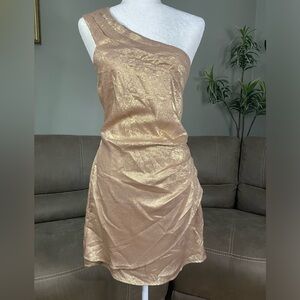 Lost + Wander Gold Pixie Dust One-Shoulder Mini Dress